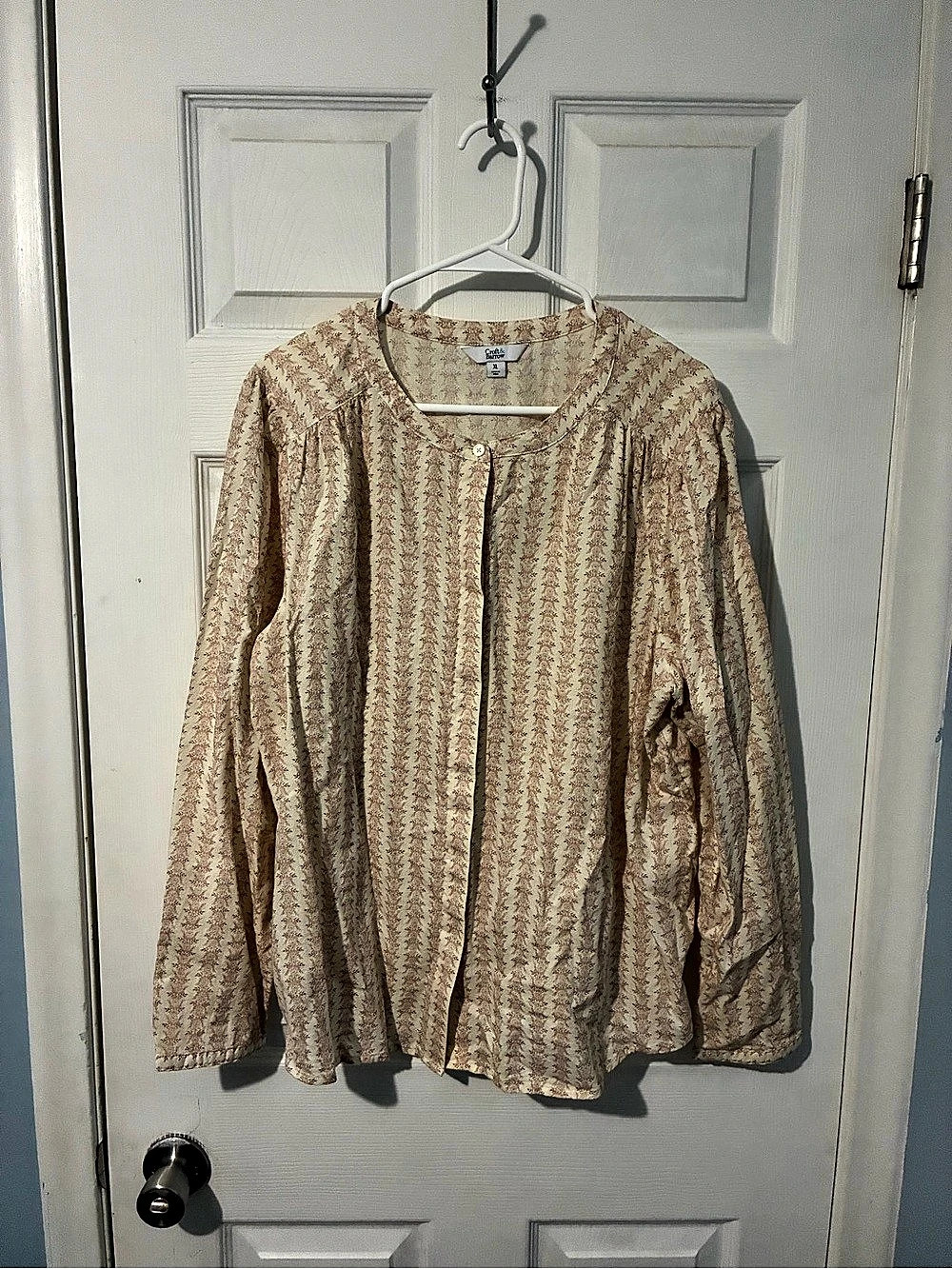Croft & Barrow Floral Blouse Pink & Beige Size XL